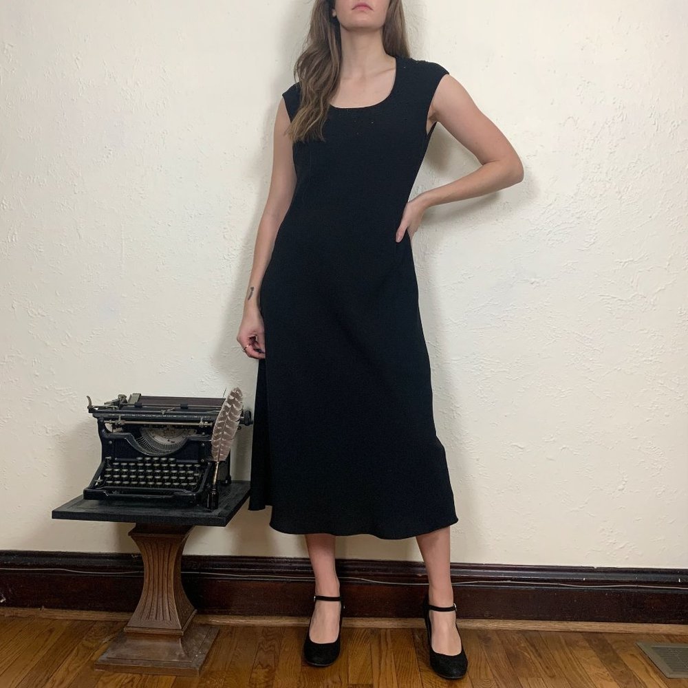 Jones Wear Dress vintage 90s black formal cocktail dress beaded neckline size 10 - Picture 1 of 7